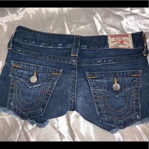 True Religion Distressed Denim Short Shorts